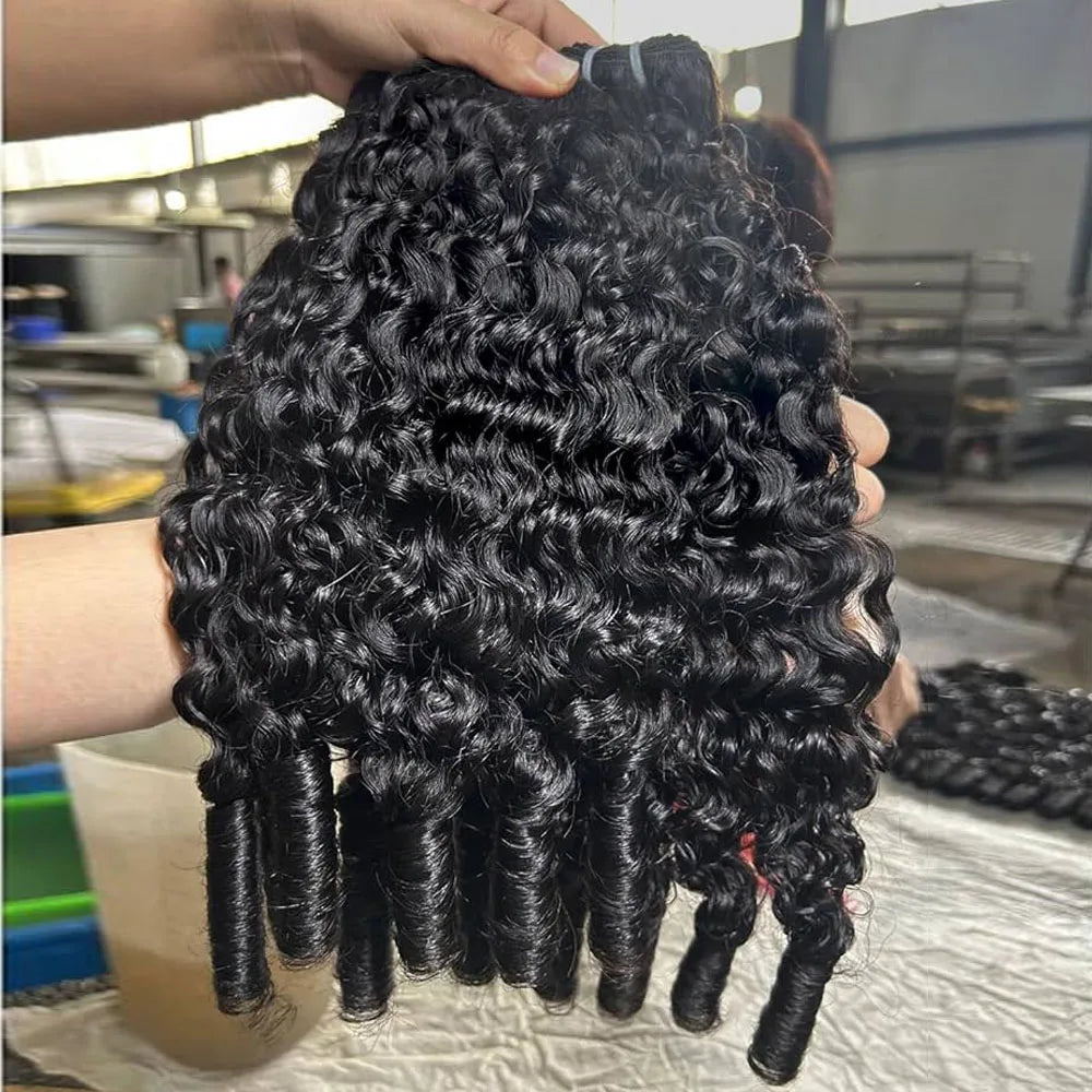 Burmese Curly Hair -  Extension Raw Hair Bundles And Wig