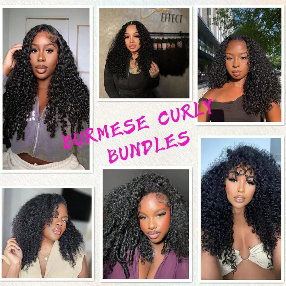 Burmese Curly Hair -  Extension Raw Hair Bundles And Wig