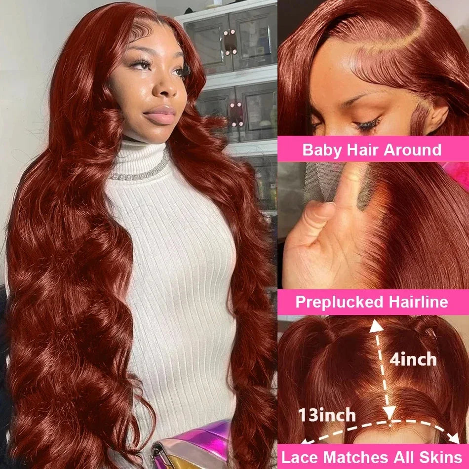 Reddish Brown Body Wave Wig